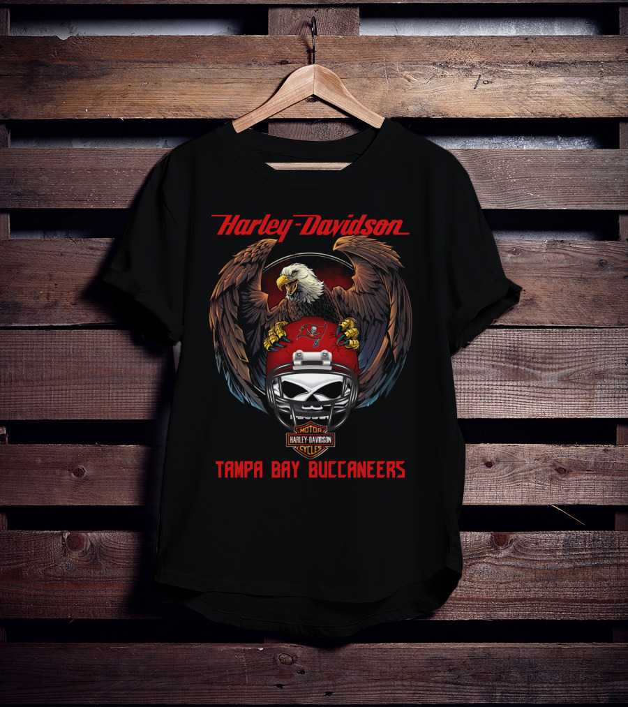 Harley Davidson Tampa Bay Buccaneers Nfl Eagle Helmet T-Shirt