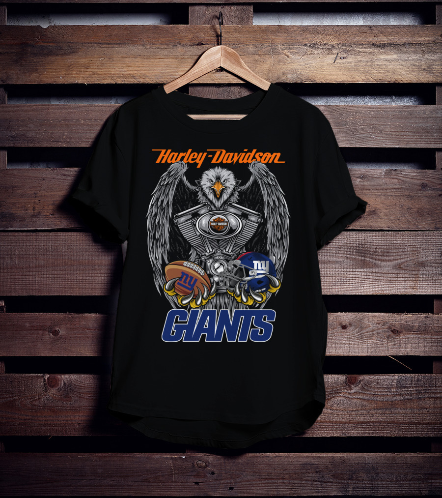 Harley Davidson New York Giants Nfl Eagle Engine Football Helmet T-Shirt