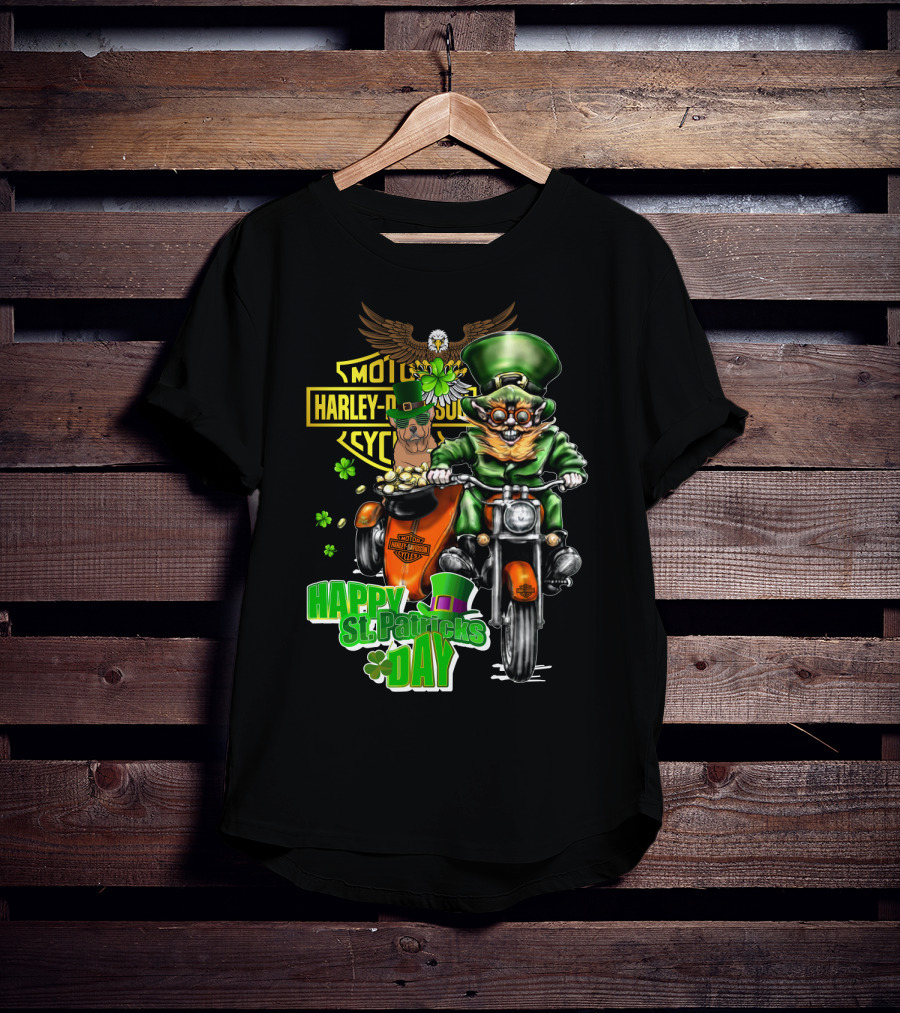 Harley Davidson Happy St. Patrick's Day Motorcycle Leprechaun T-Shirt