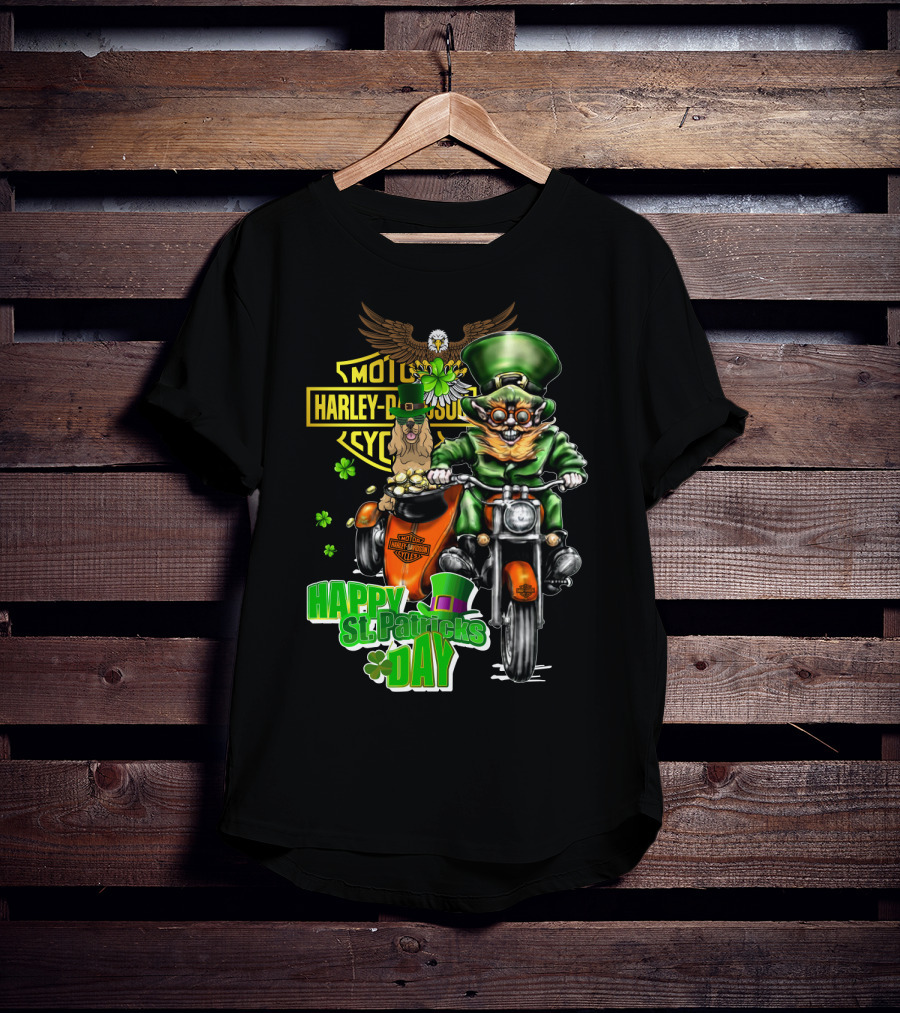 Motor Harley Davidson Cycles Happy St. Patrick's Day Cocker Spaniel T-Shirt