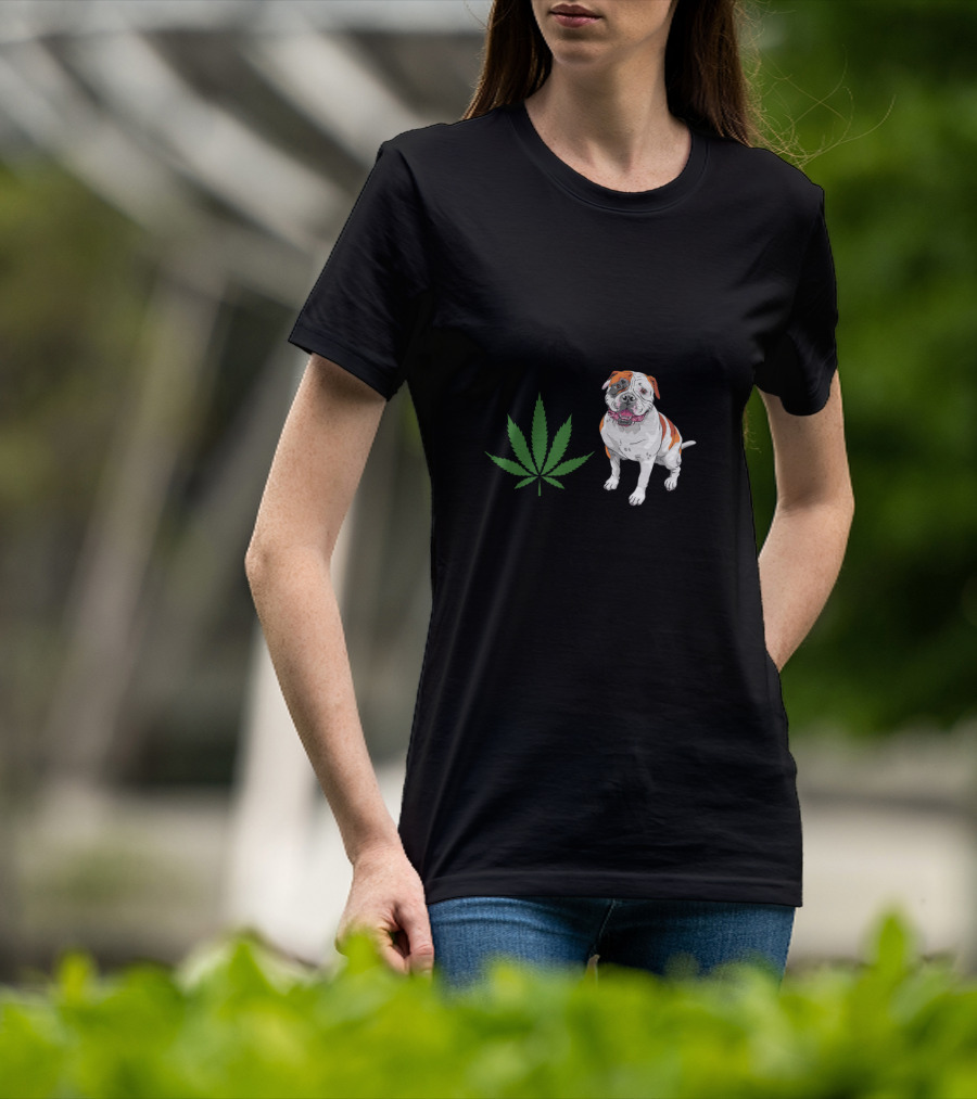 American Bulldog And Cannabis Make Me Happy Humans Make My Head Hurt T-Shirt