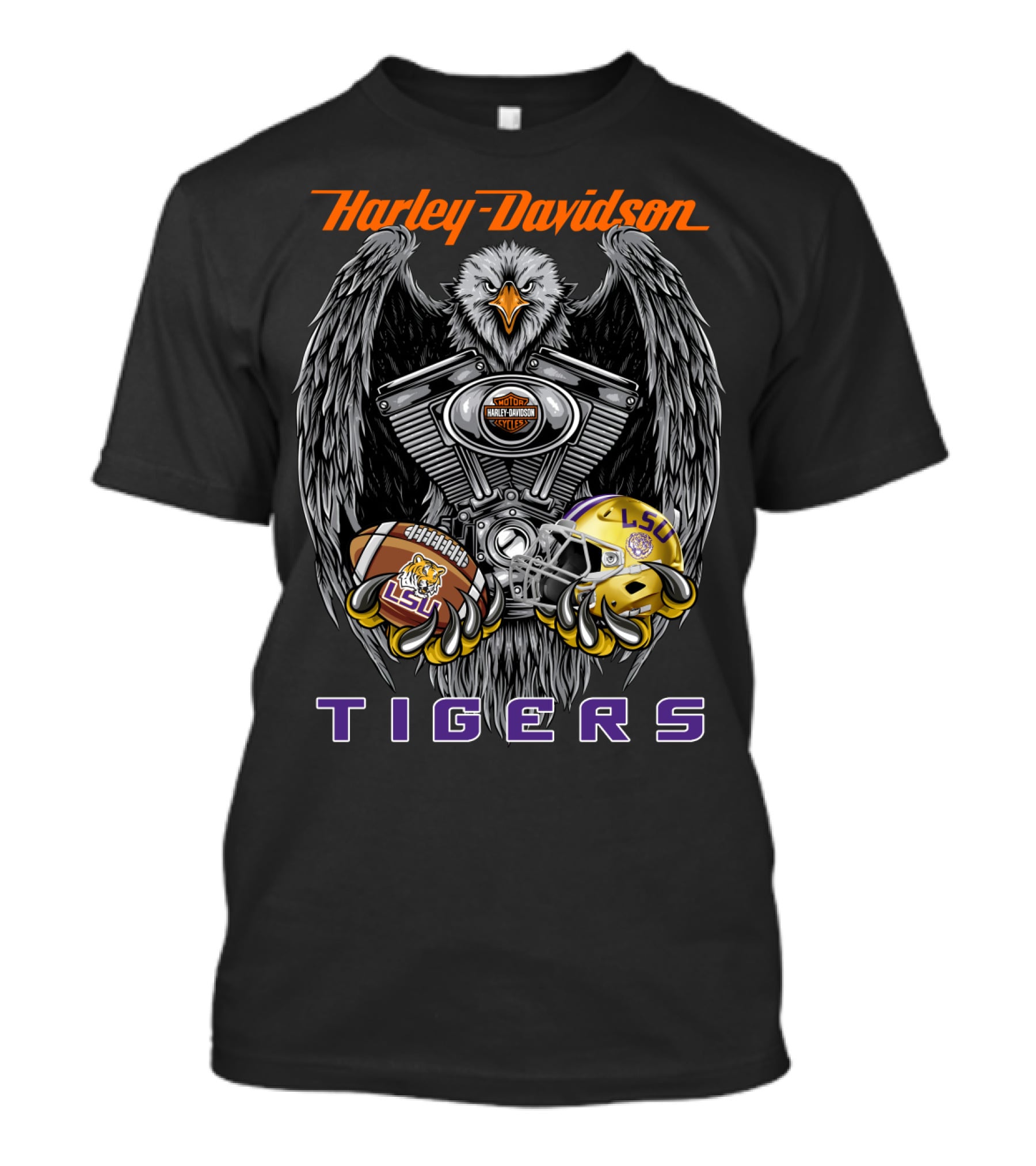 Harley Davidson Tigers Lsu Football Ncaa T-Shirt