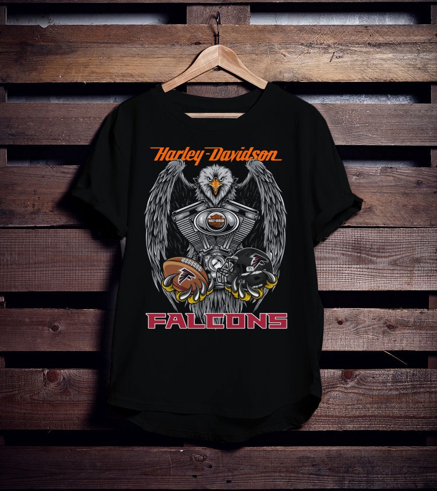 Harley Davidson Falcons Nfl Football Engine Eagle T-Shirt