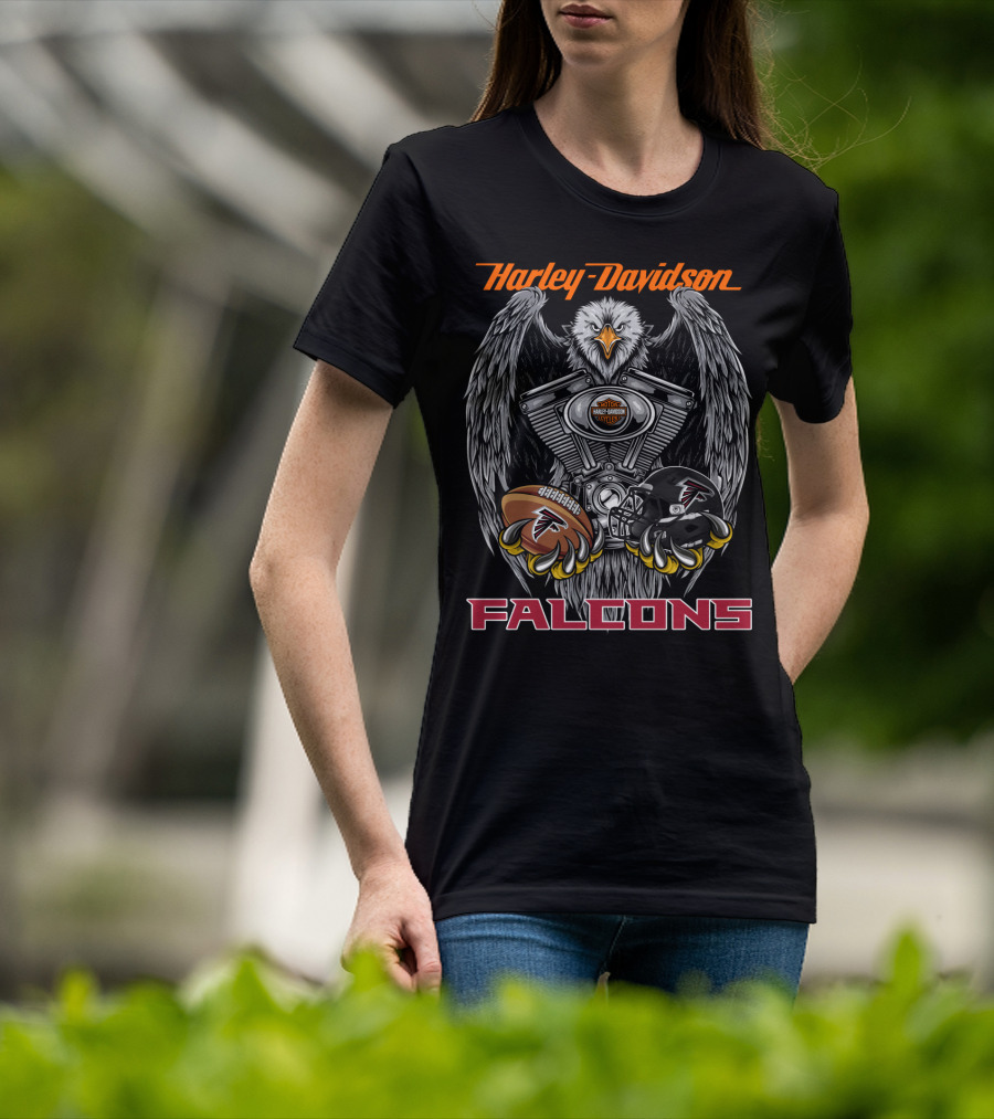 Harley Davidson Falcons Nfl Football Engine Eagle T-Shirt