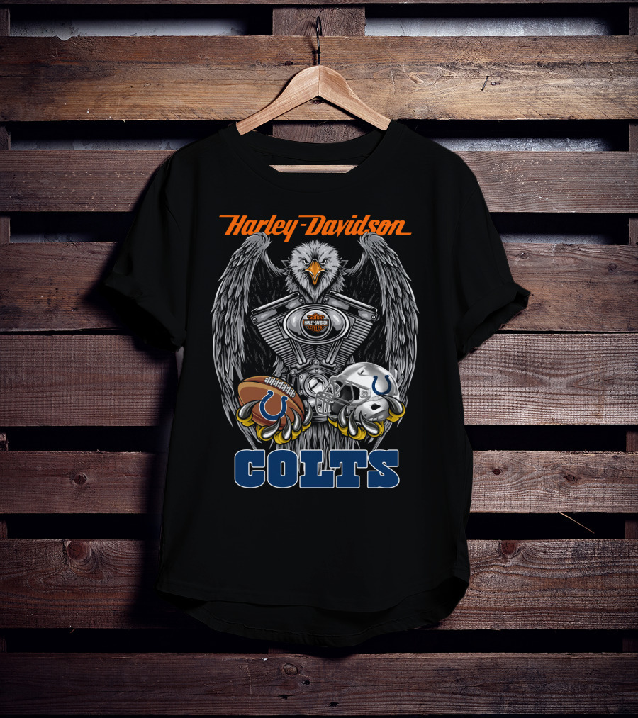 Harley Davidson Colts Football Eagle Engine Helmet T-Shirt
