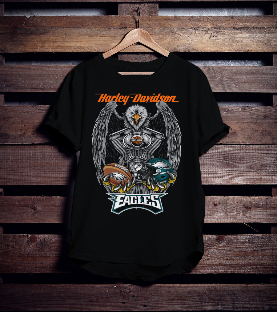 Harley Davidson Eagles Football Helmet Engine Eagle T-Shirt