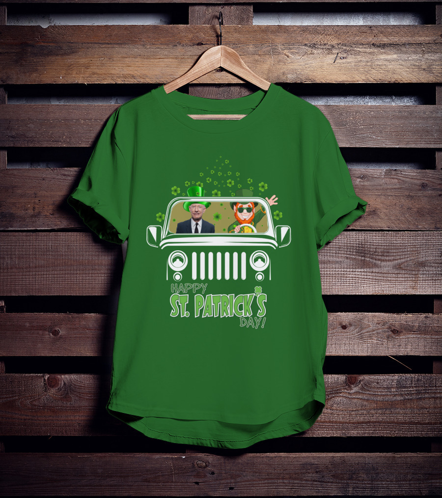 Happy St. Patrick's Day 51 Lyle Lovett Jeep With Leprechaun And Shamrocks T-Shirt