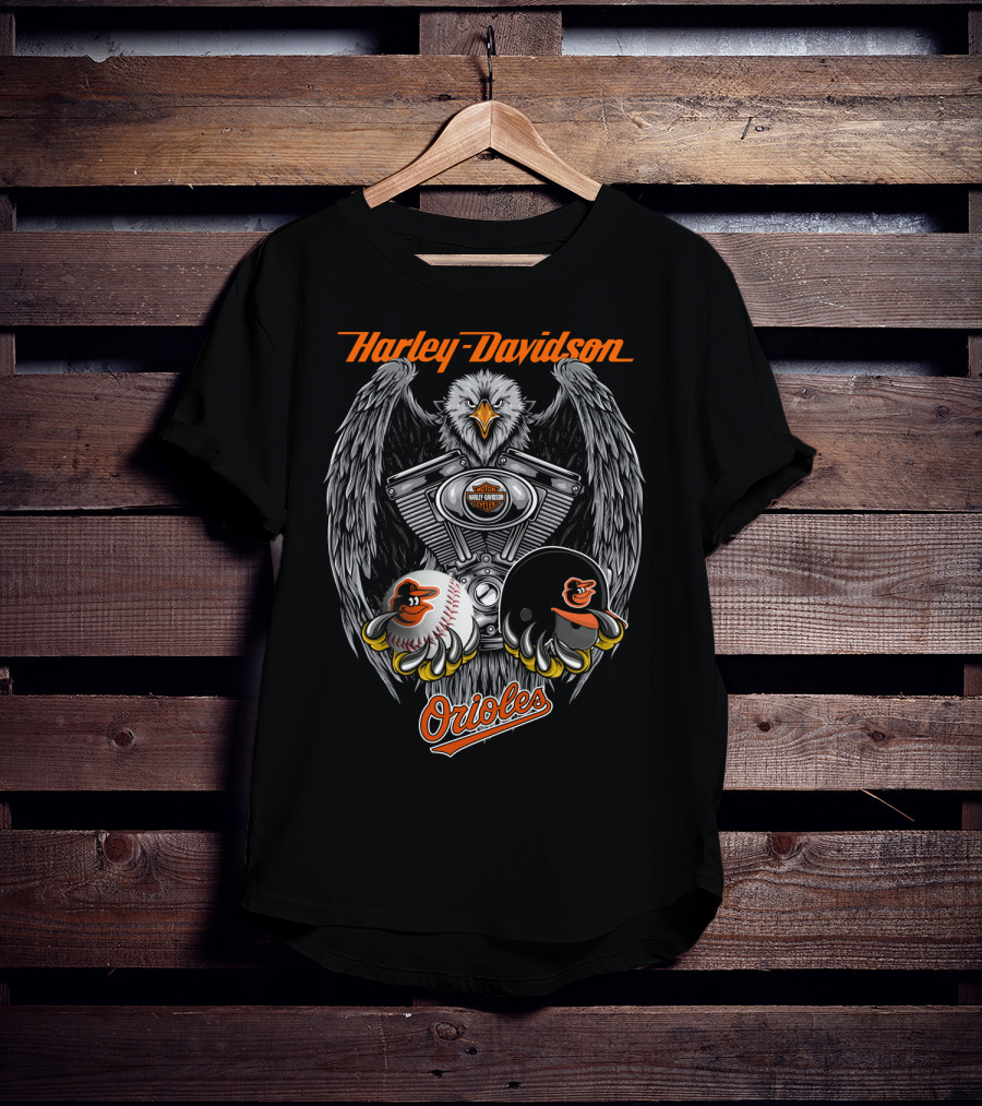 Harley Davidson Orioles Eagle Engine Baseball Helmet T-Shirt