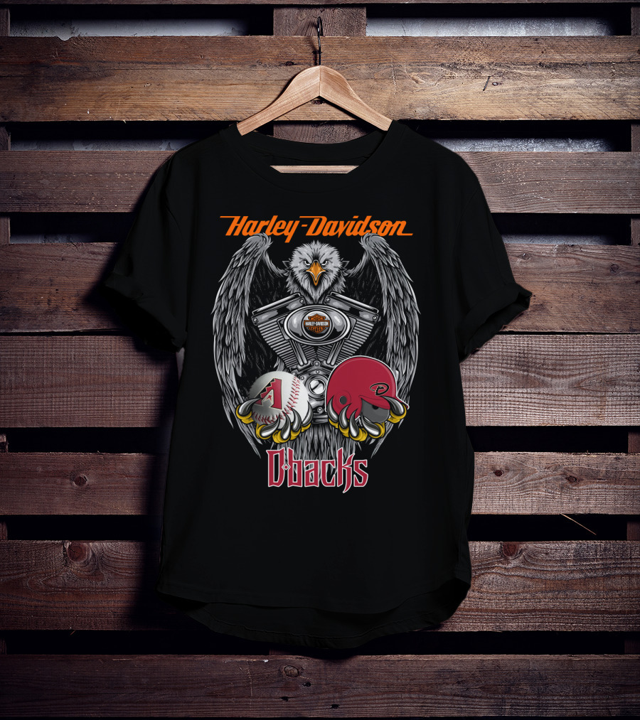 Harley Davidson D-Backs Eagle Engine Baseball Helmet Mlb T-Shirt