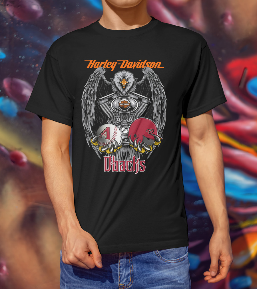 Harley Davidson D-Backs Eagle Engine Baseball Helmet Mlb T-Shirt
