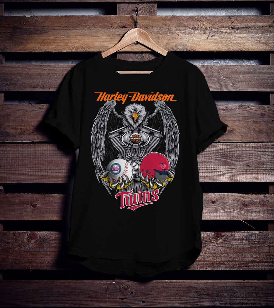Harley Davidson Twins Eagle Engine Minnesota Baseball T-Shirt