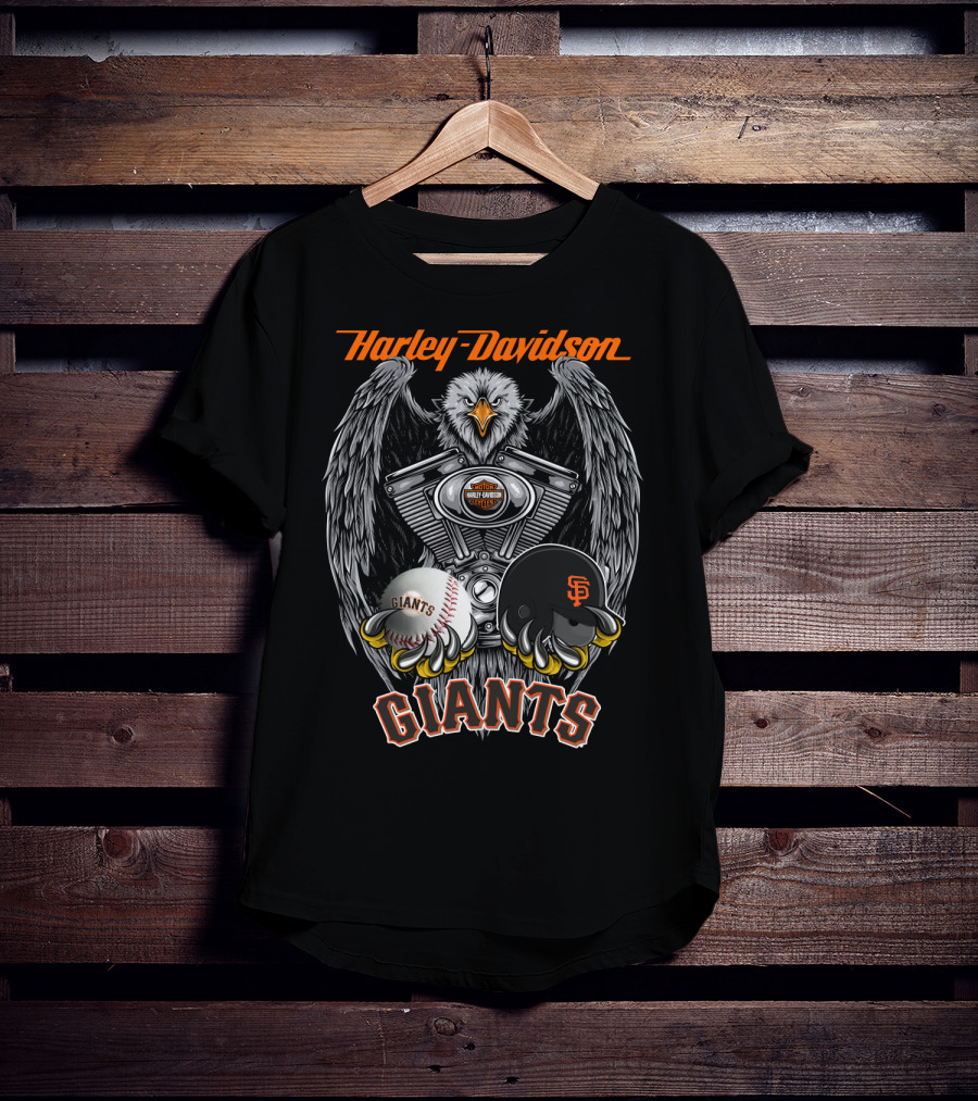 Harley Davidson Giants Mlb Sfg Baseball Eagle Engine Art T-Shirt