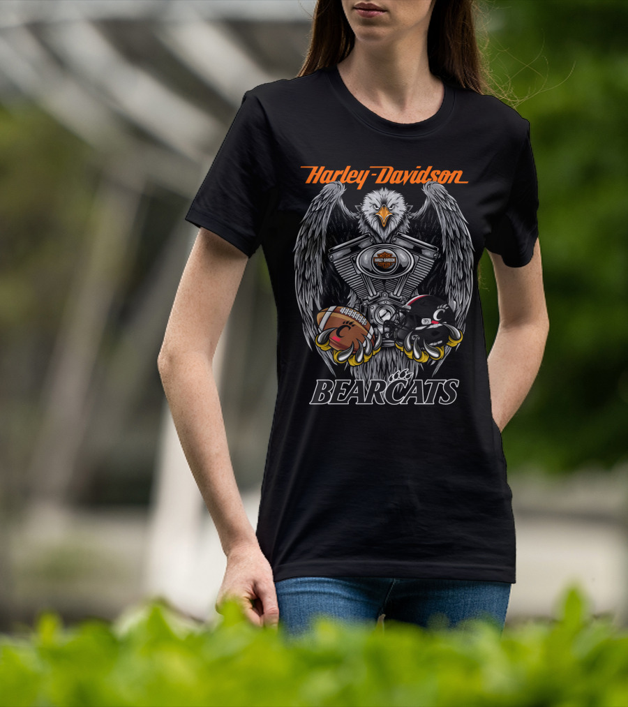 Harley Davidson Bearcats Football Eagle Engine T-Shirt