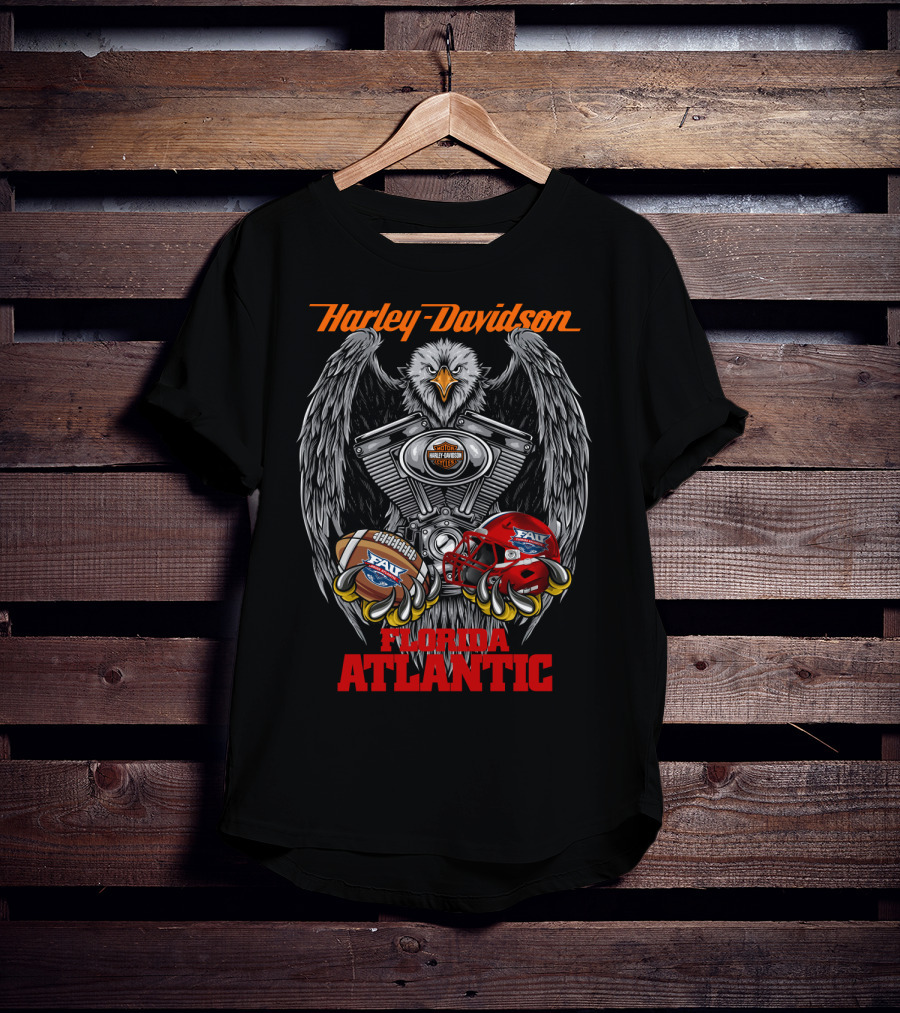 Harley Davidson Florida Atlantic Fau Owl Football T-Shirt