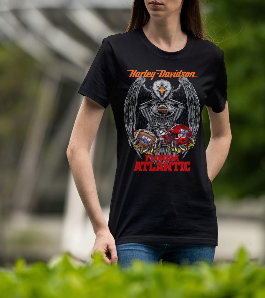Harley Davidson Florida Atlantic Fau Owl Football T-Shirt