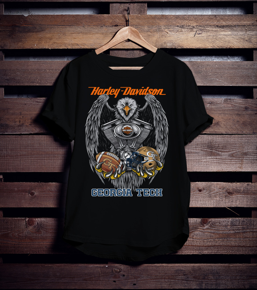 Harley Davidson Georgia Tech Gt Motorcycle Engine Eagle Helmet Football T-Shirt
