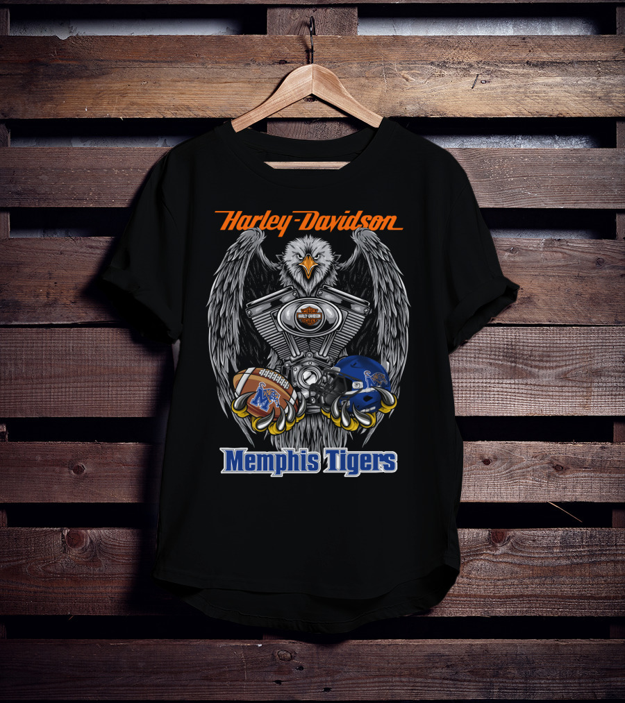 Harley Davidson Memphis Tigers Ncaa3 Mt Football Eagle Engine T-Shirt