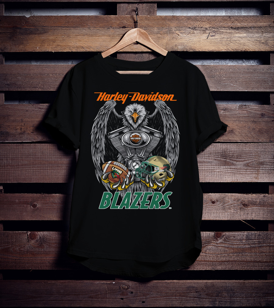 Harley Davidson Blazers Football Eagle Engine Design Uab T-Shirt
