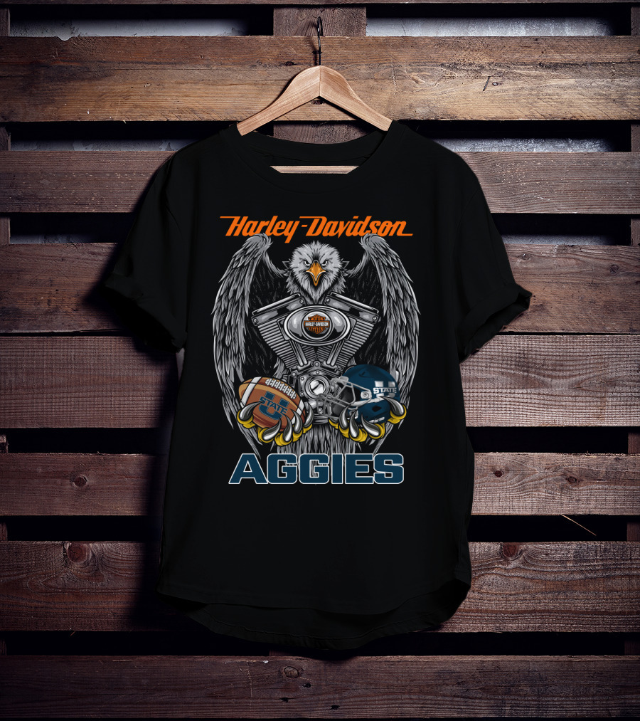 Harley Davidson Aggies State Football Eagle Engine Helmet T-Shirt