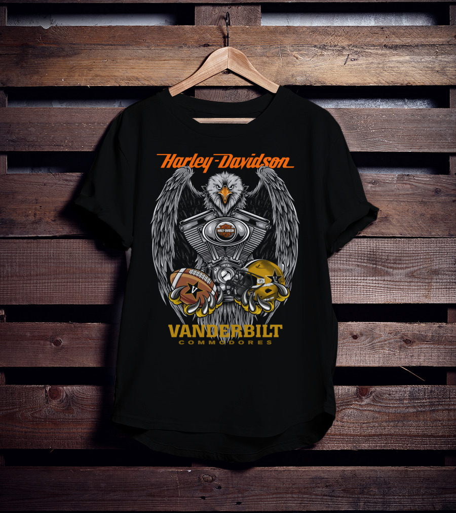 Harley Davidson Vanderbilt Commodores Ncaa Football Eagle Engine T-Shirt