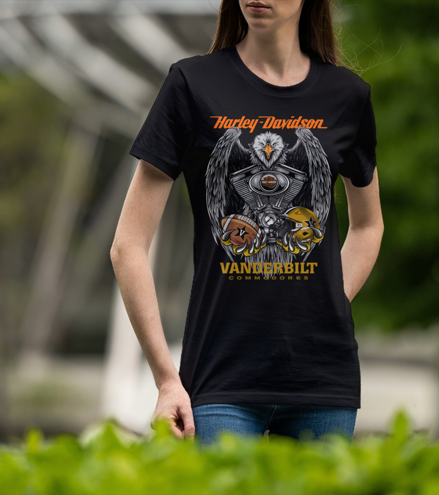 Harley Davidson Vanderbilt Commodores Ncaa Football Eagle Engine T-Shirt