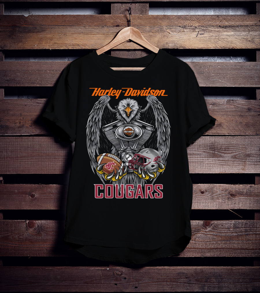 Harley Davidson Seattle Cougars Ncaa3 Football Engine Eagle Wscf T-Shirt