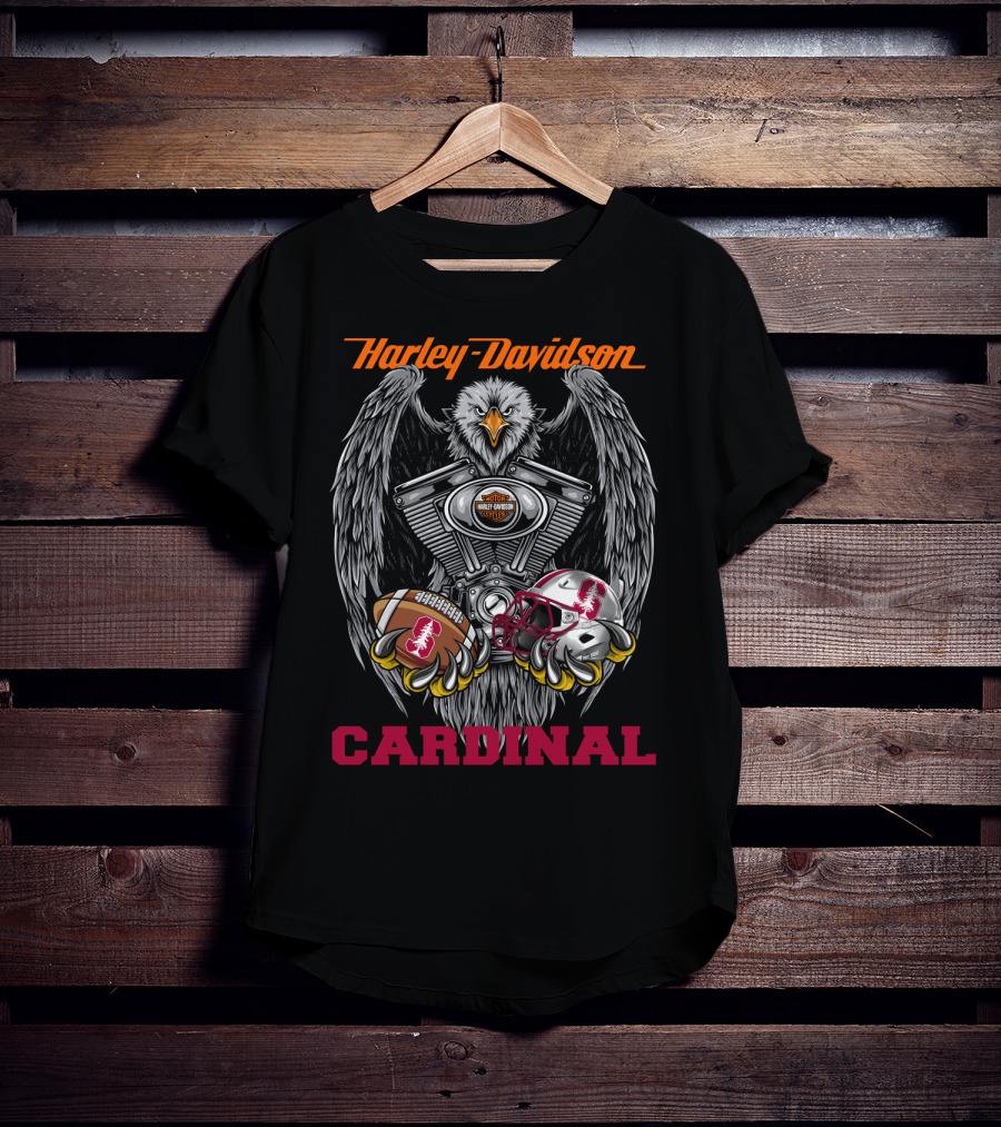Harley Davidson Cardinal Eagle Engine Football Helmet T-Shirt