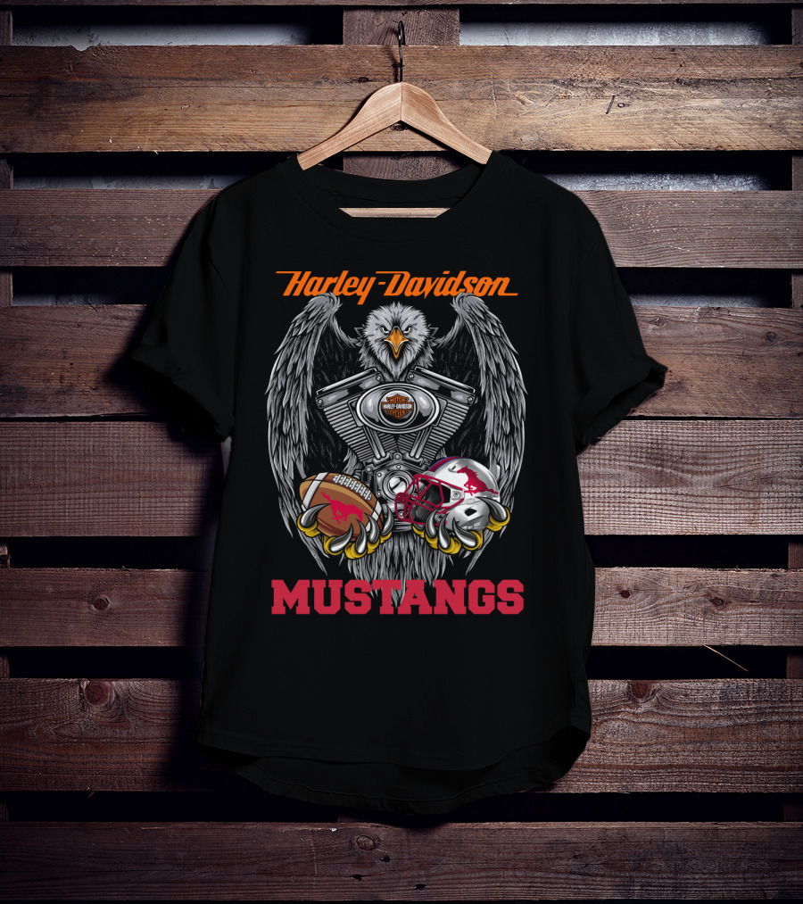 Harley Davidson Mustangs Eagle Engine Football Helmet T-Shirt