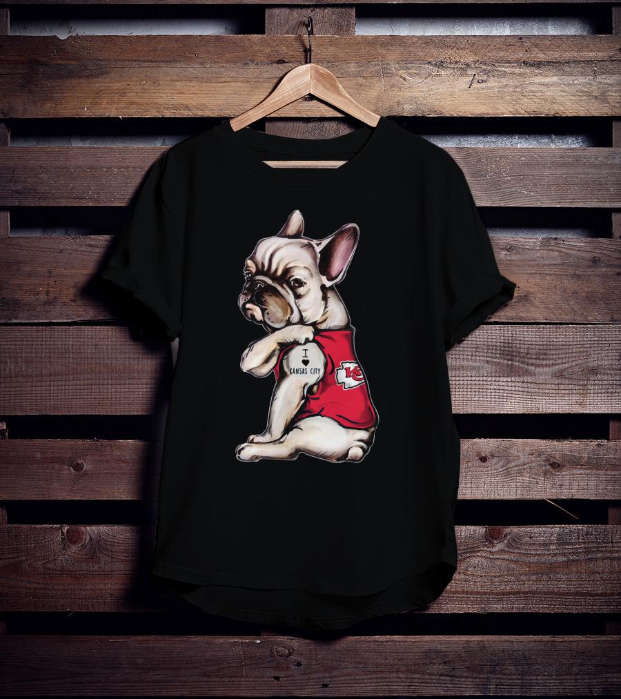 Kansas City Chiefs I Love Kansas City Bulldog Tattoo T-Shirt