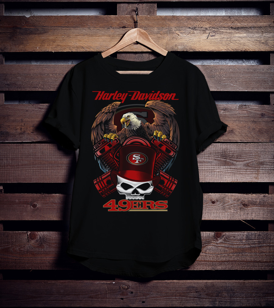Harley Davidson Sf 49ers Eagle Skull Nfl 49ers T-Shirt