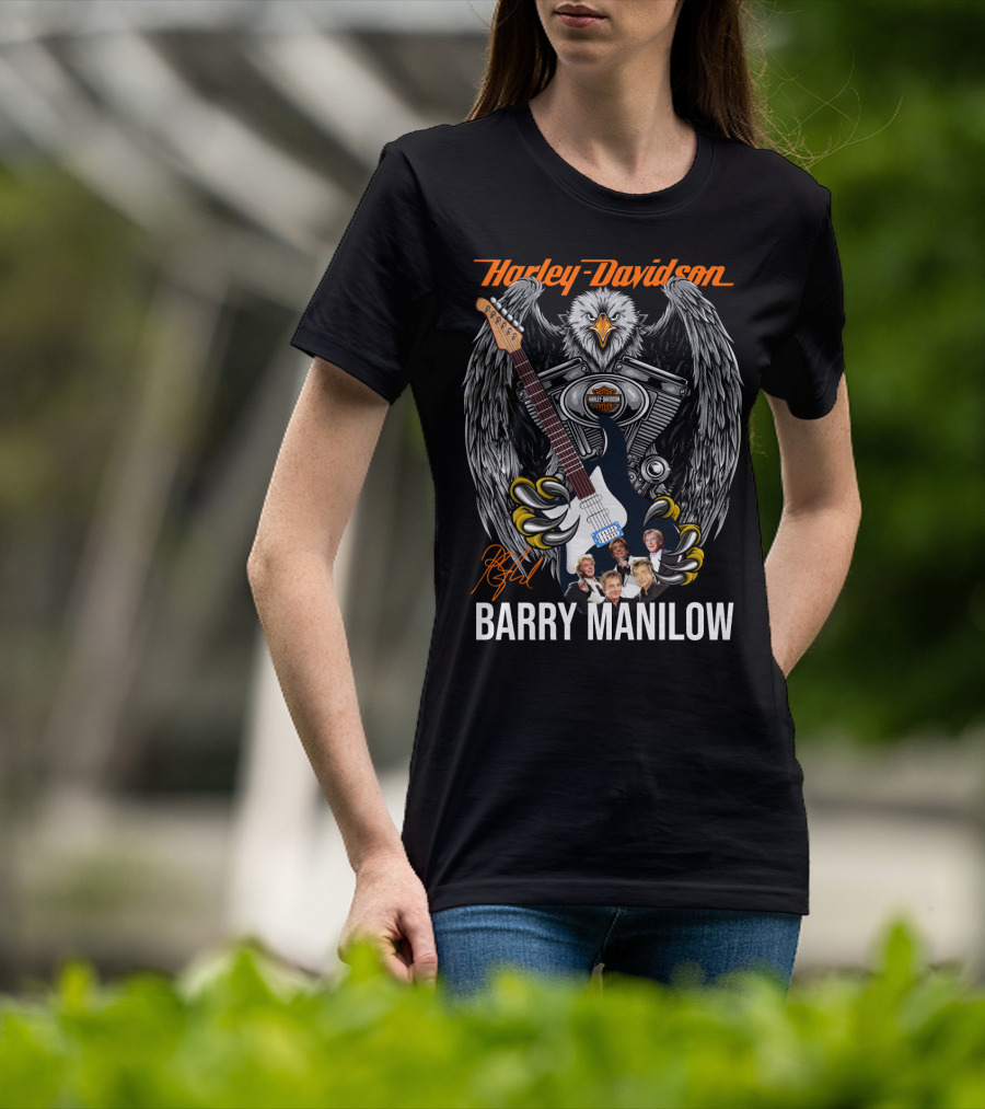 Barry Manilow Harley Davidson Eagle Guitar Artwork T-Shirt