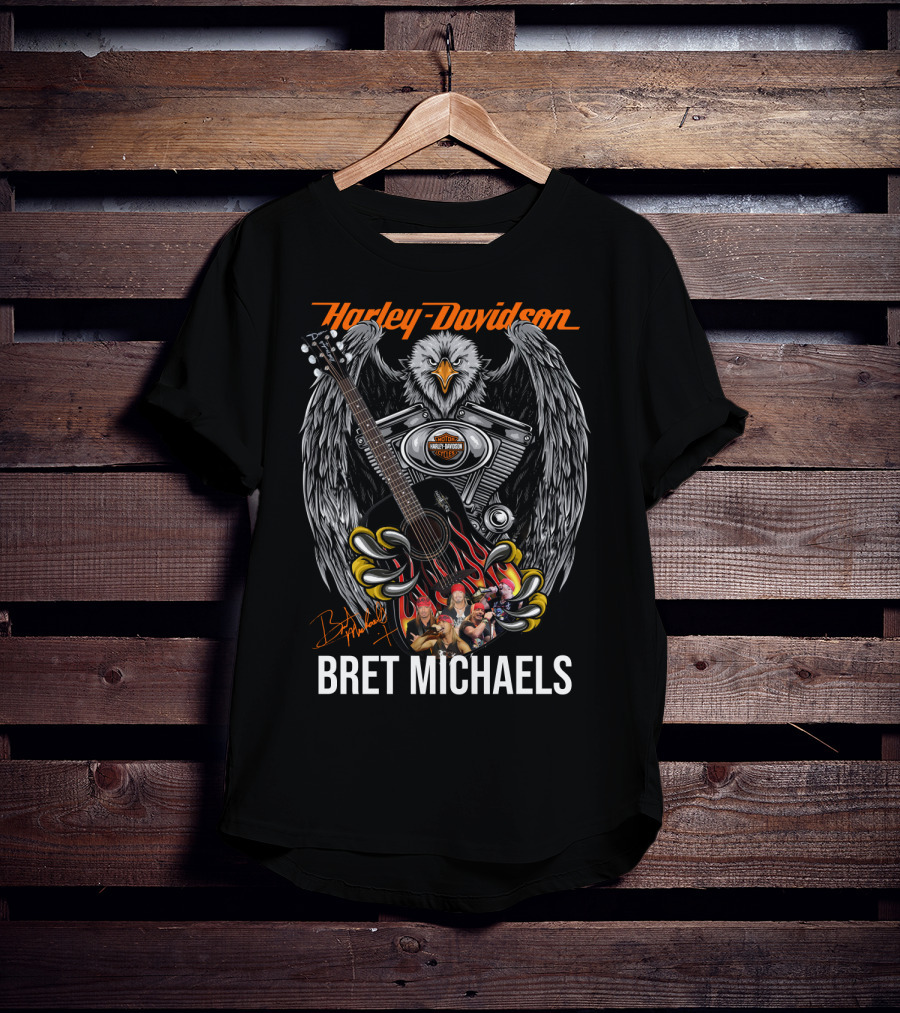 Harley Davidson Bret Michaels Eagle Guitar T-Shirt
