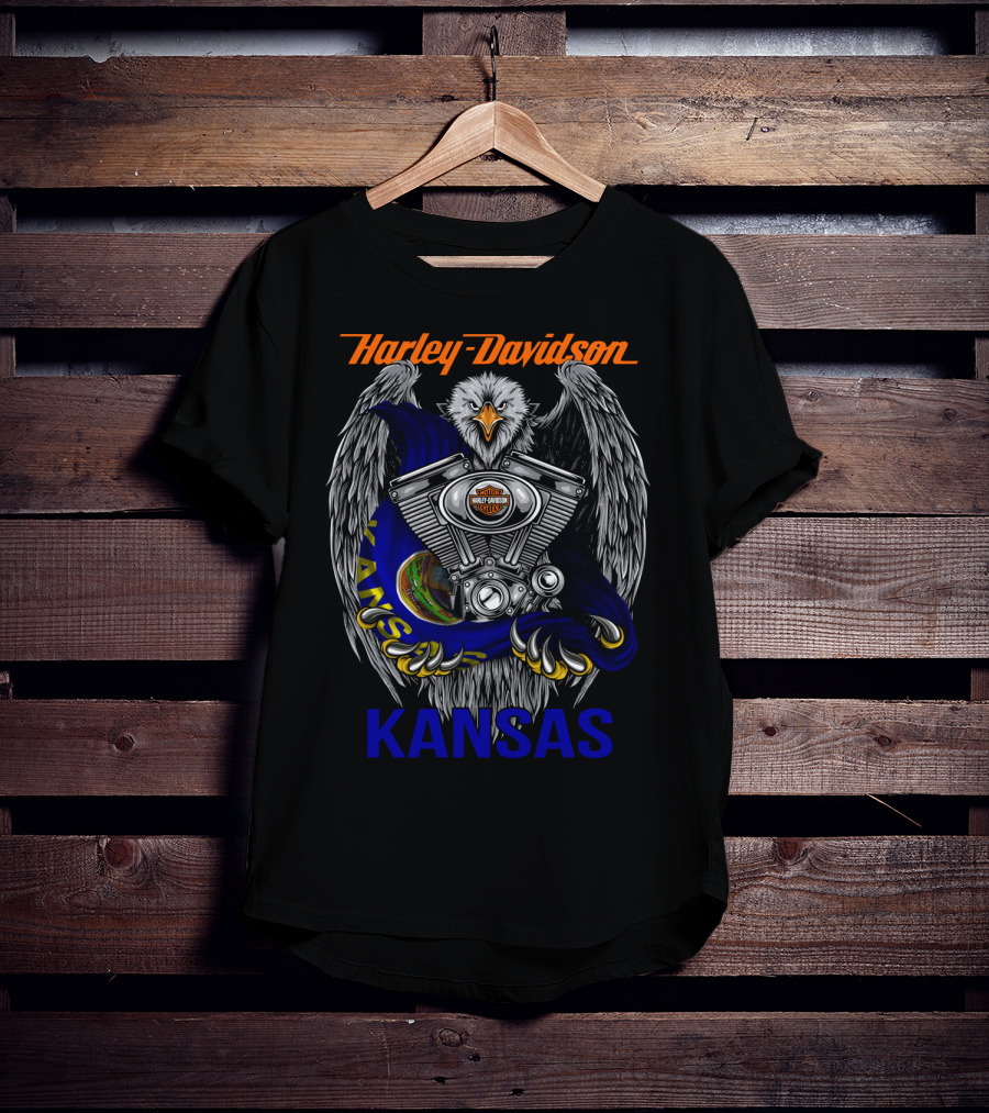 Harley Davidson Eagle Engine Kansas T-Shirt