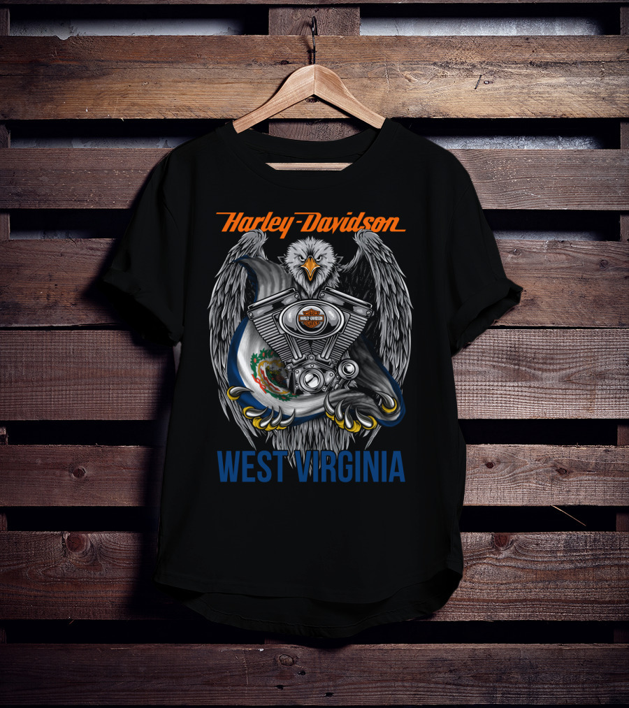 Harley Davidson West Virginia Eagle And Engine T-Shirt