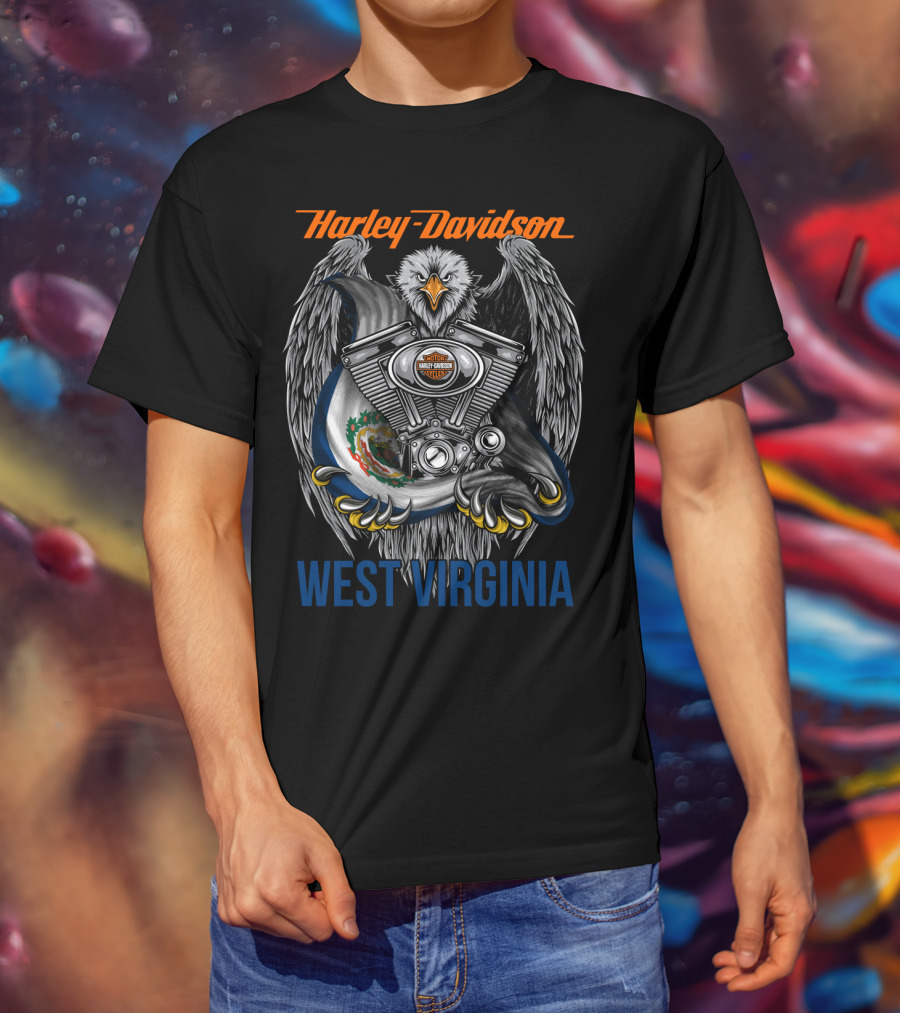 Harley Davidson West Virginia Eagle And Engine T-Shirt