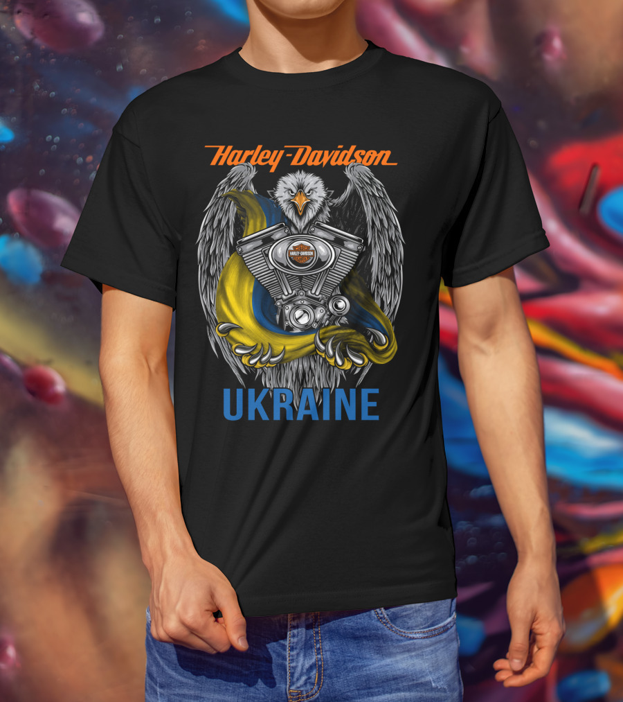 Harley Davidson Ukraine Eagle And Engine T-Shirt