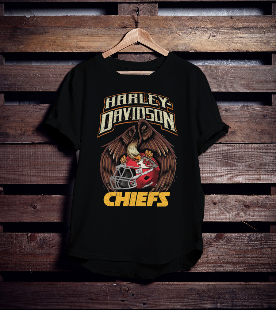 Harley Davidson Eagle Kansas City Chiefs Helmet Chiefs T-Shirt