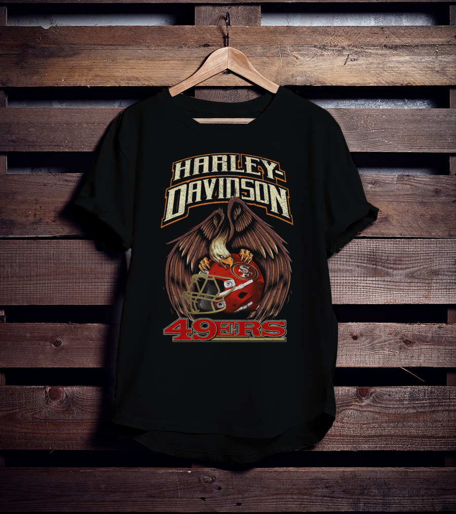 Harley Davidson San Francisco 49ers Hta 21 01 Eagle Helmet T-Shirt