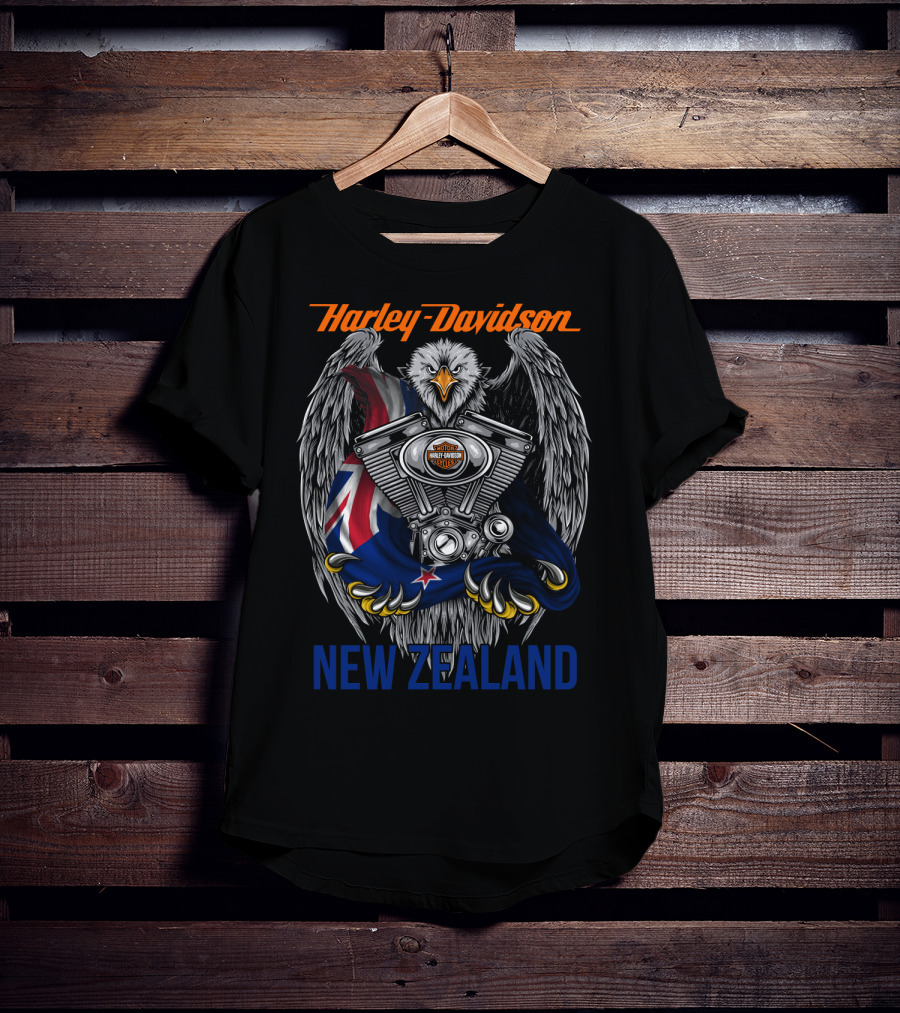 Harley Davidson New Zealand Eagle Engine Flag T-Shirt