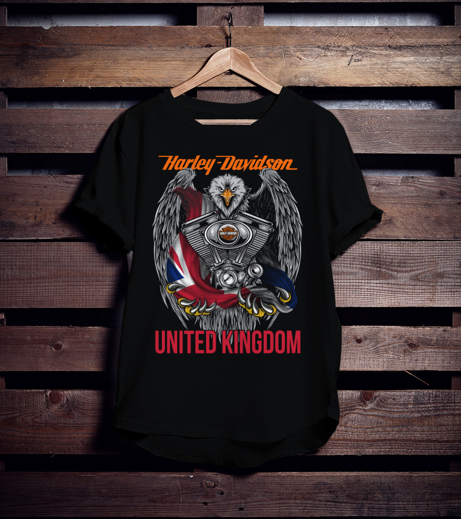 Harley Davidson United Kingdom Eagle Engine Flag T-Shirt