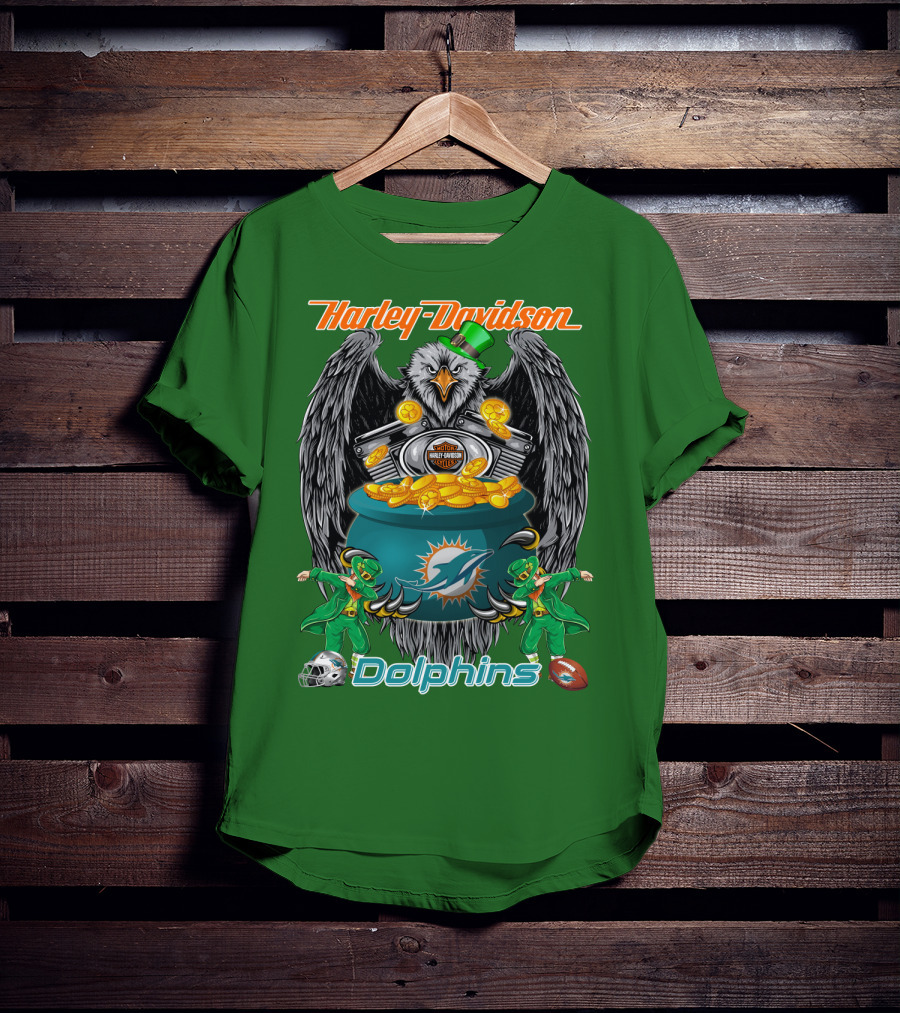 Harley Davidson Miami Dolphins Nfl Eagle Gold Coins T-Shirt