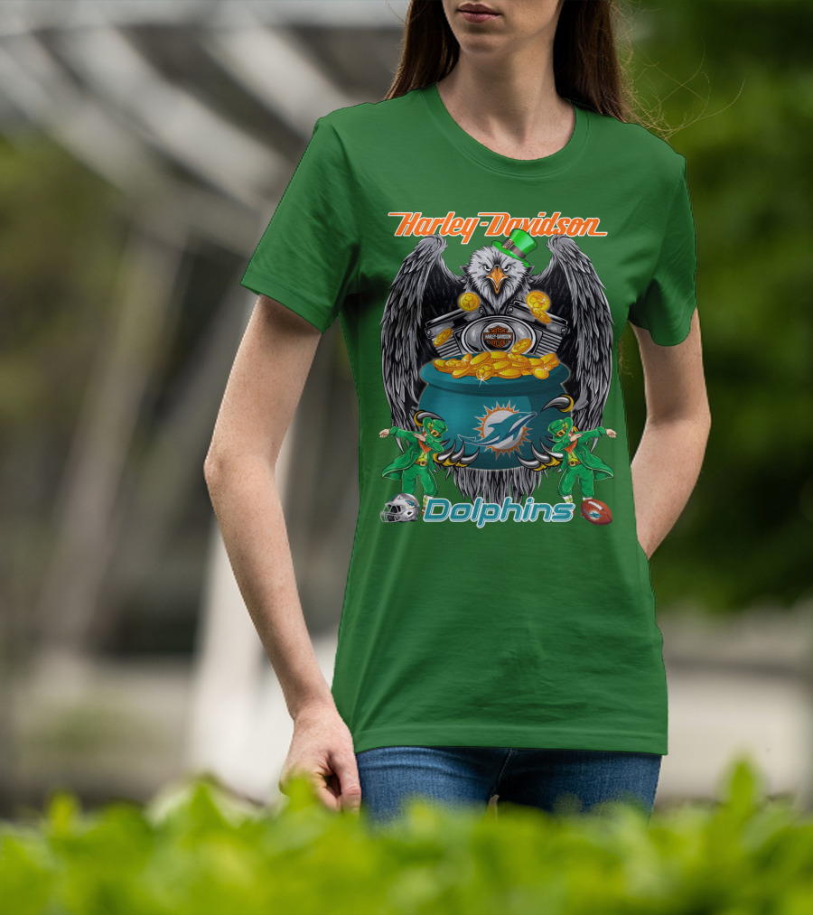 Harley Davidson Miami Dolphins Nfl Eagle Gold Coins T-Shirt