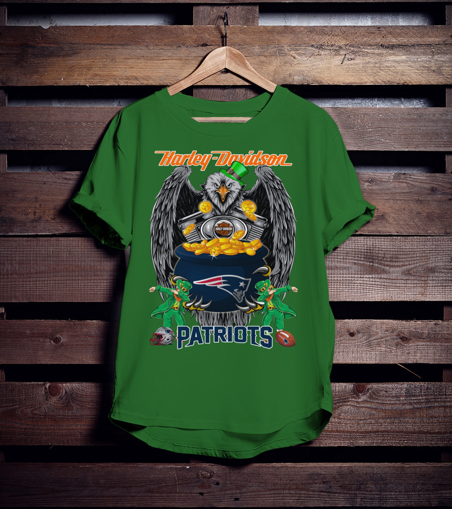 Harley Davidson Nfl New England Patriots 46 St. Patrick's Day T-Shirt