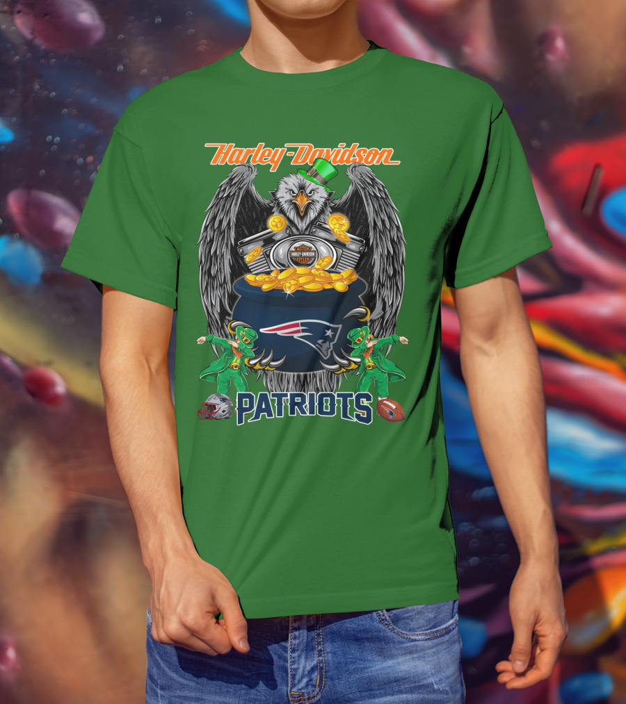 Harley Davidson Nfl New England Patriots 46 St. Patrick's Day T-Shirt