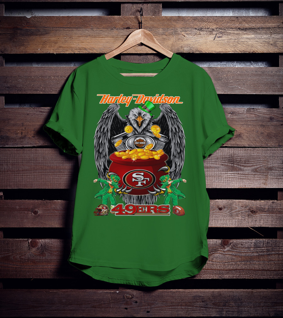 Harley Davidson San Francisco 49ers Nfl 49ers Leprechaun Pot Of Gold T-Shirt