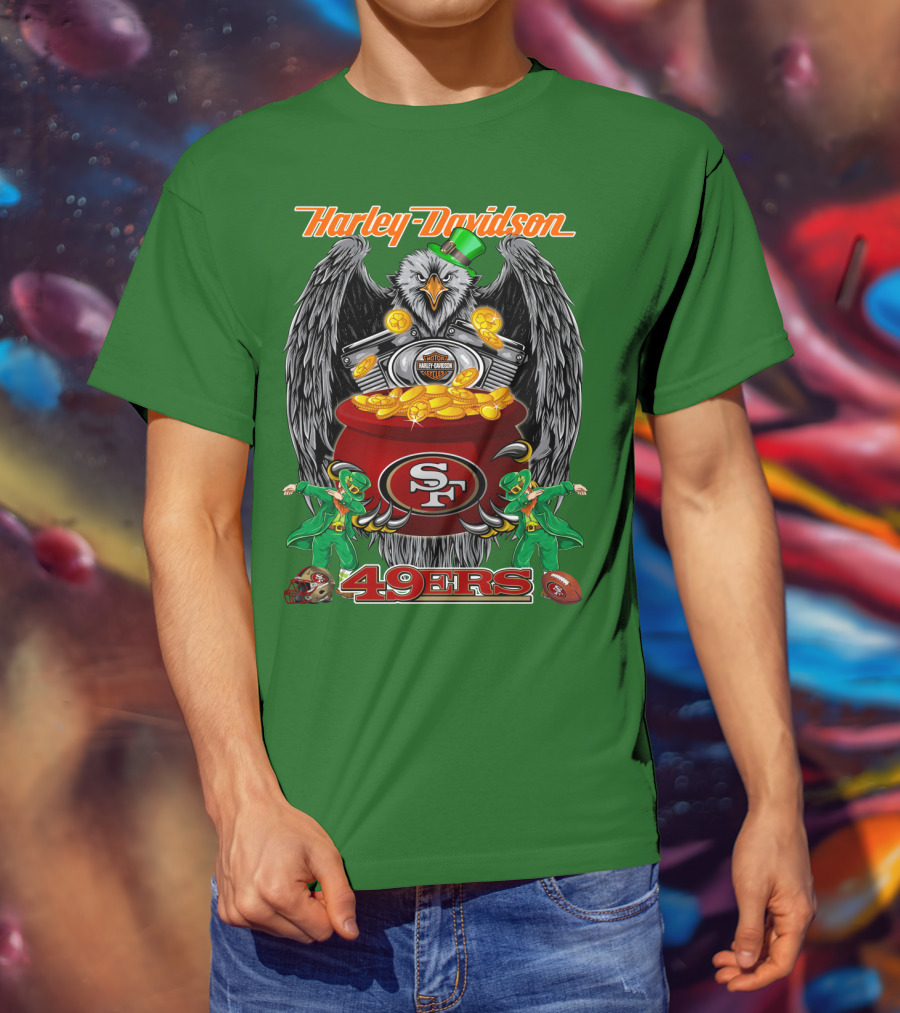 Harley Davidson San Francisco 49ers Nfl 49ers Leprechaun Pot Of Gold T-Shirt