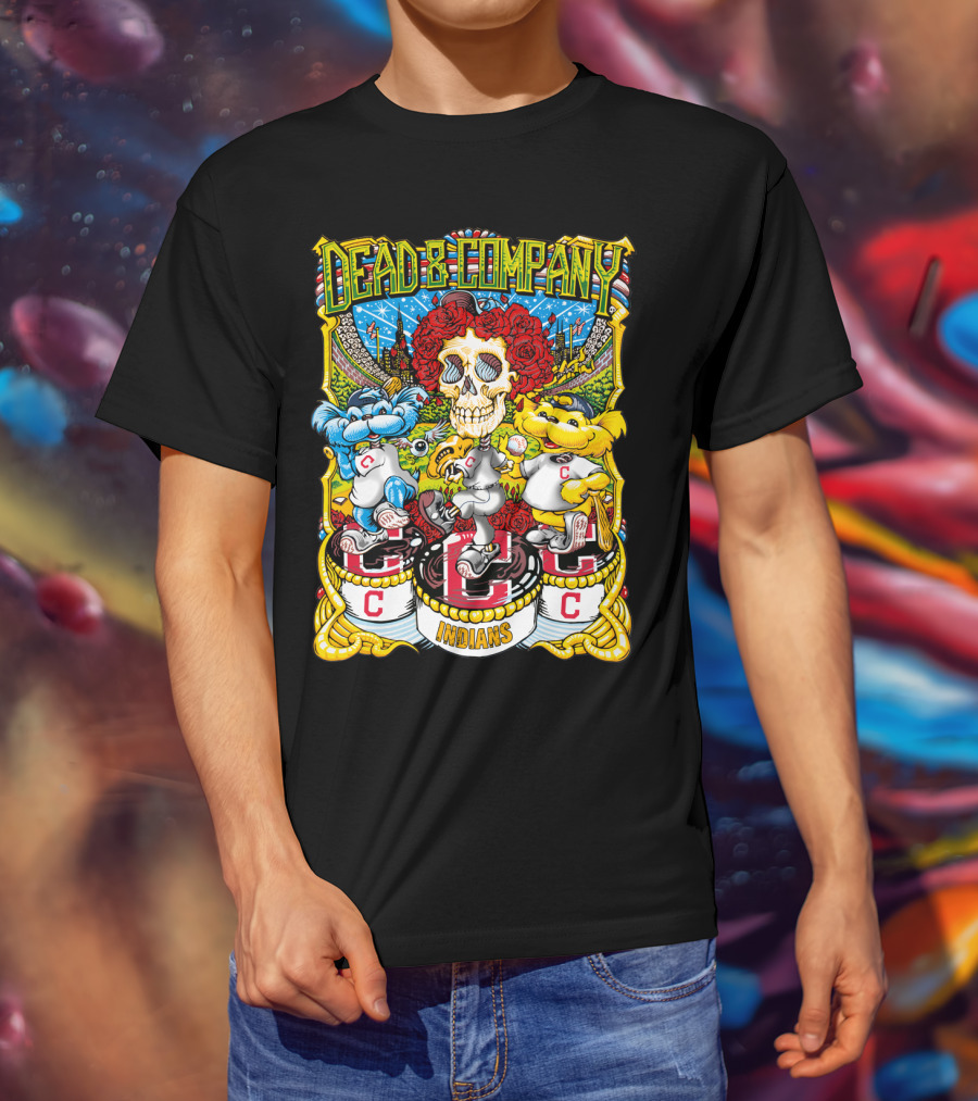 Dead & Company Mlb Cleveland Indians Skulls And Mascots T-Shirt
