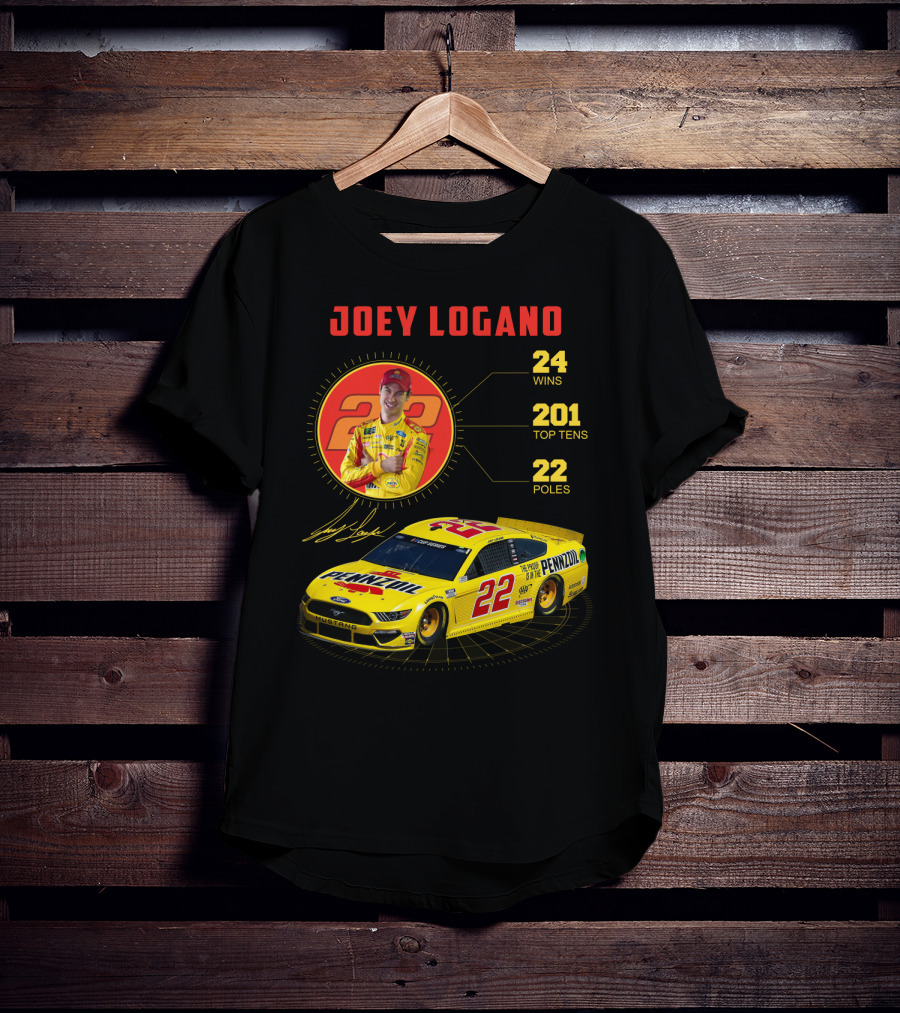 Joey Logano 22 Pennzoil Racing Stats 24 Wins 201 Top Tens 22 Poles T-Shirt