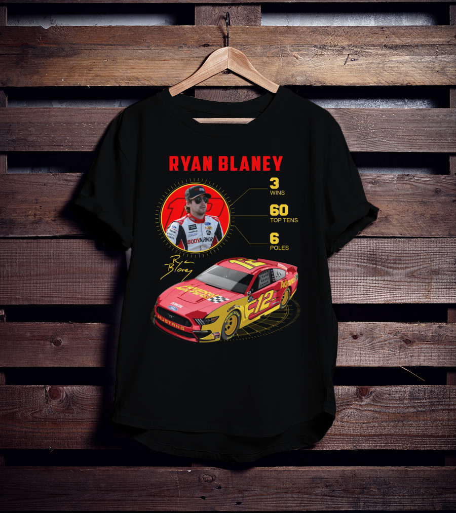 Ryan Blaney 3 Wins 60 Top Tens 6 Poles Mustang T-Shirt