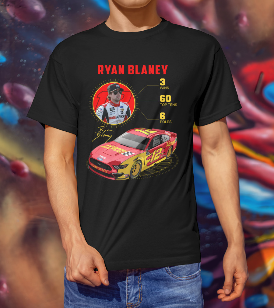 Ryan Blaney 3 Wins 60 Top Tens 6 Poles Mustang T-Shirt